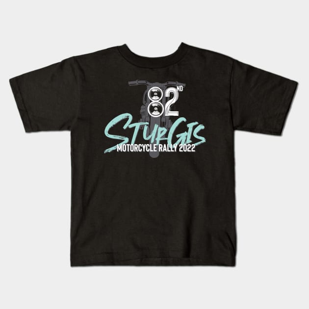 82nd Sturgis motorcycle rally teal and grey Kids T-Shirt by PincGeneral